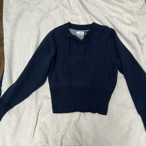 Isabel Marant navy blue cotton and wool sweater with tie. Size 40 (small)